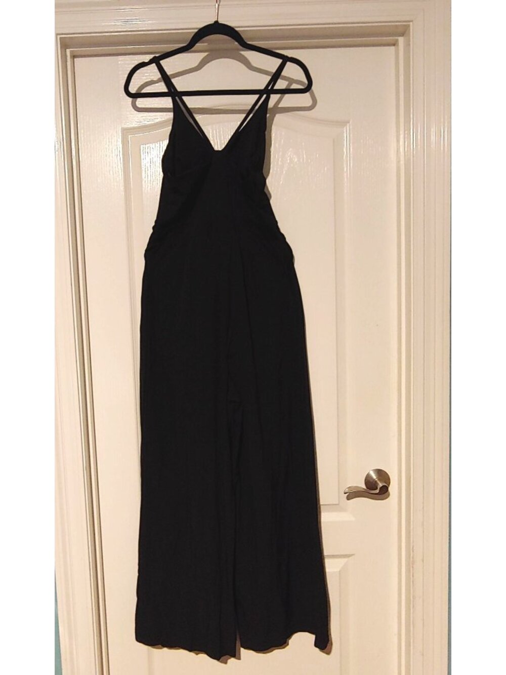 Halara Black Wide Leg Jumpsuit Pleated Palazzo Stretch Travel Casual Shapewear - Picture 3 of 10